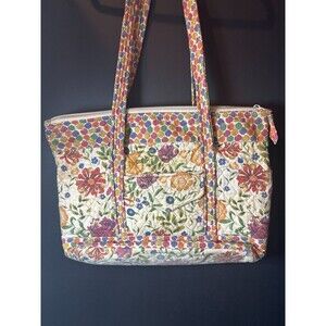 Quilted‎ Floral Tote Bag Cotton Multicolor 15x11